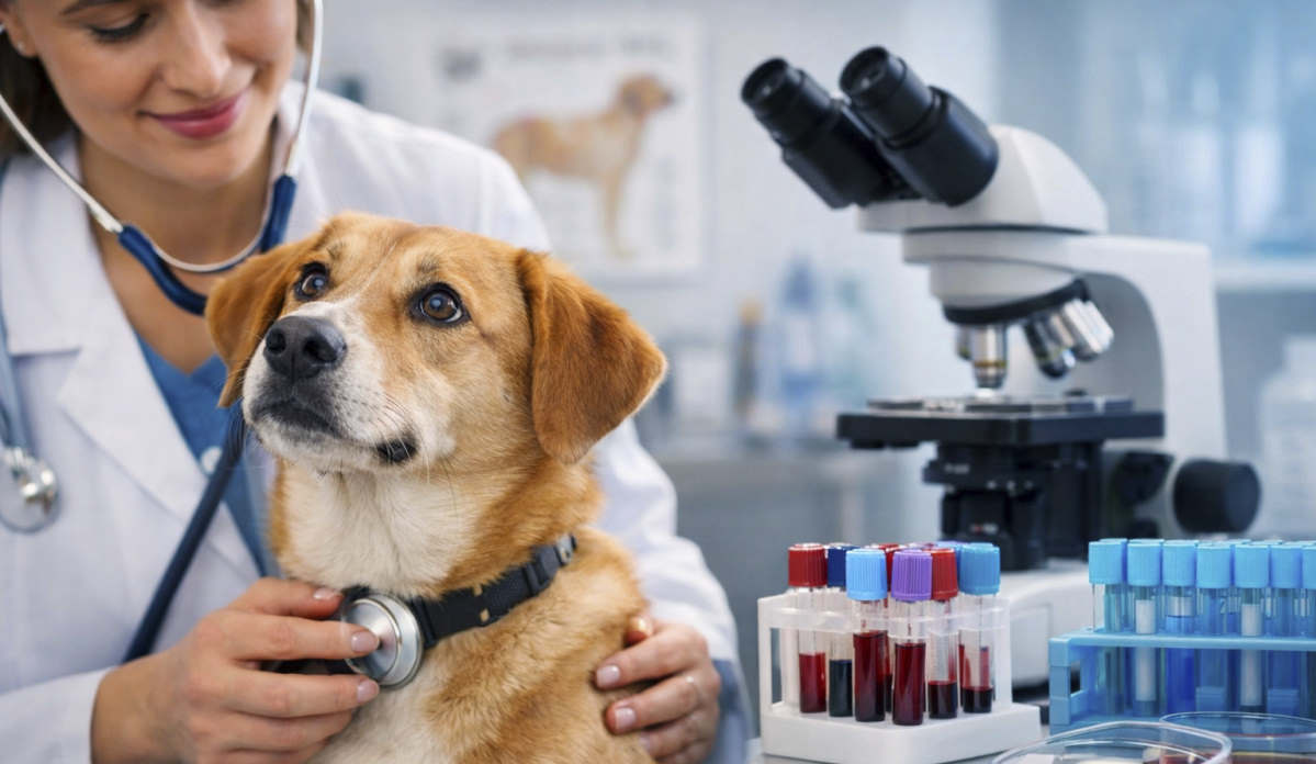 Tierarzt untersucht Hund